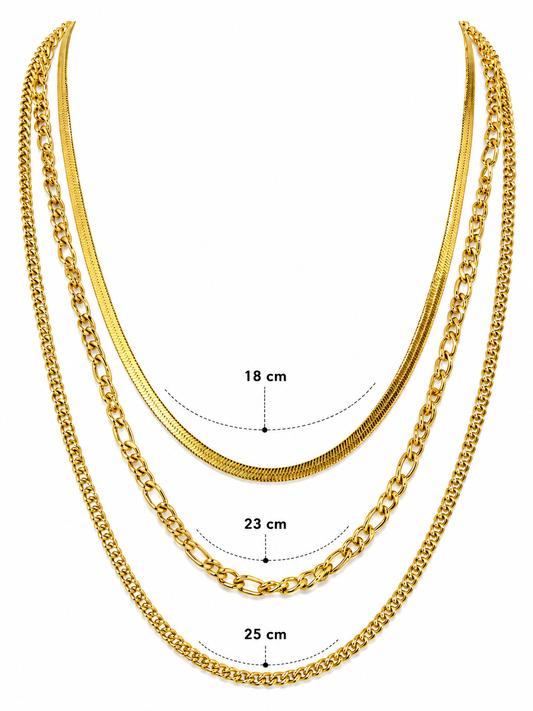 C1410 Set de 3 Cadenas Layering  de acero inoxidable Piezas Independiente