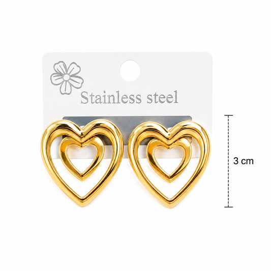 E2612 Aretes corazon de acero inoxidable minimalista