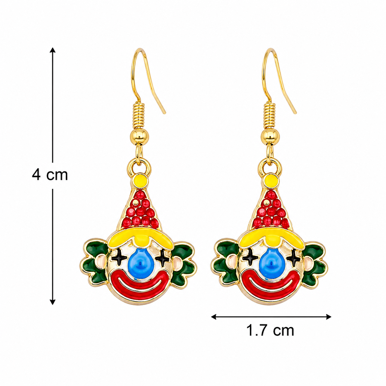 H05 Aretes chicos payaso incrustación zirconia esmaltado super ligeros