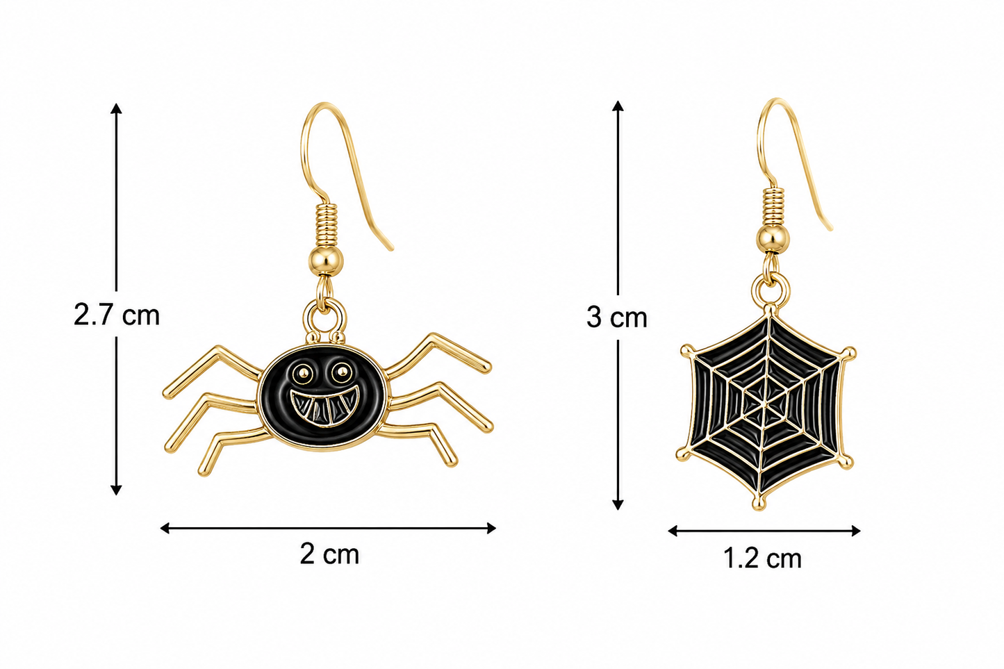 H06 Aretes araña y telaraña aleación de zinc esmaltado super ligeros