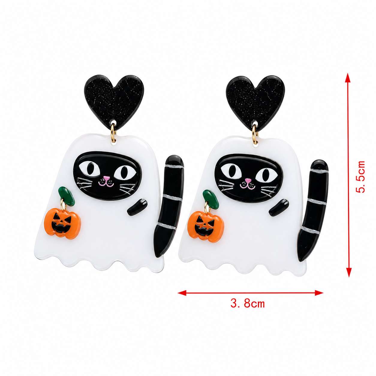 H29 Aretes Gato fantasma de aleacion