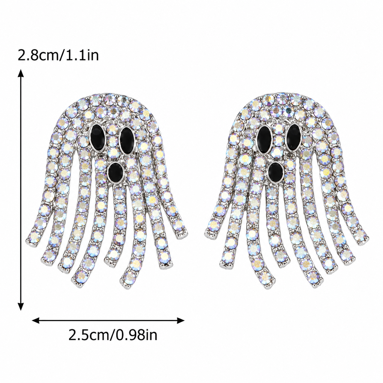 H30 Aretes fantasma brillante Halloween aleacion