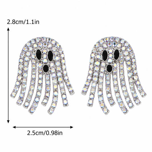 H30 Aretes fantasma brillante Halloween aleacion