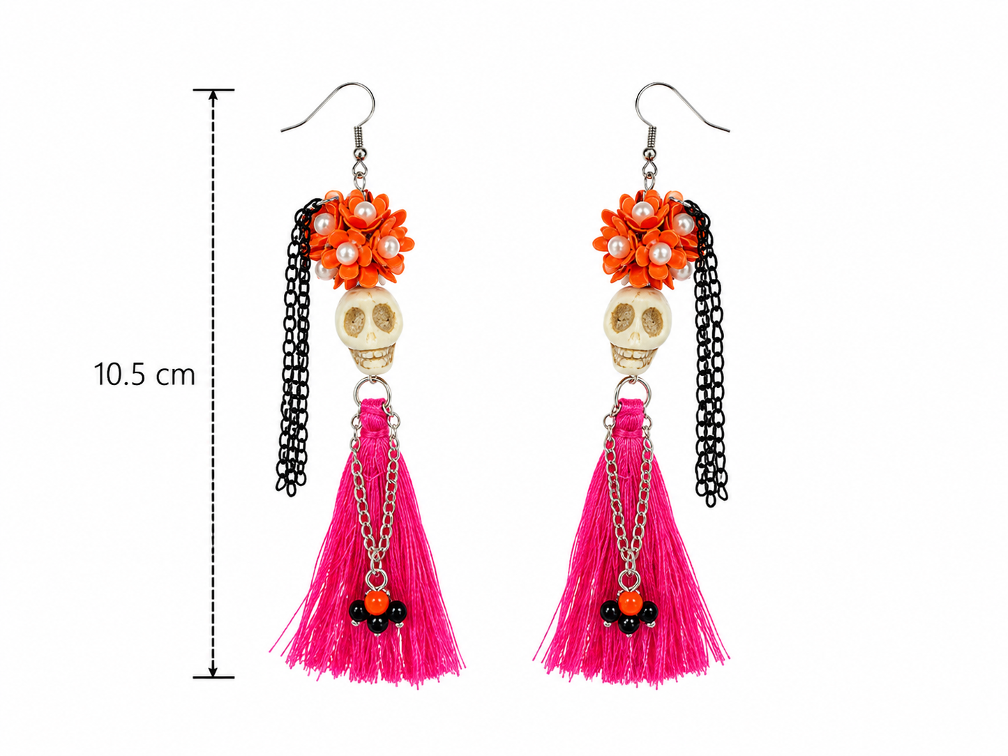 H35 Aretes catrina di­a de muertos Halloween de resina