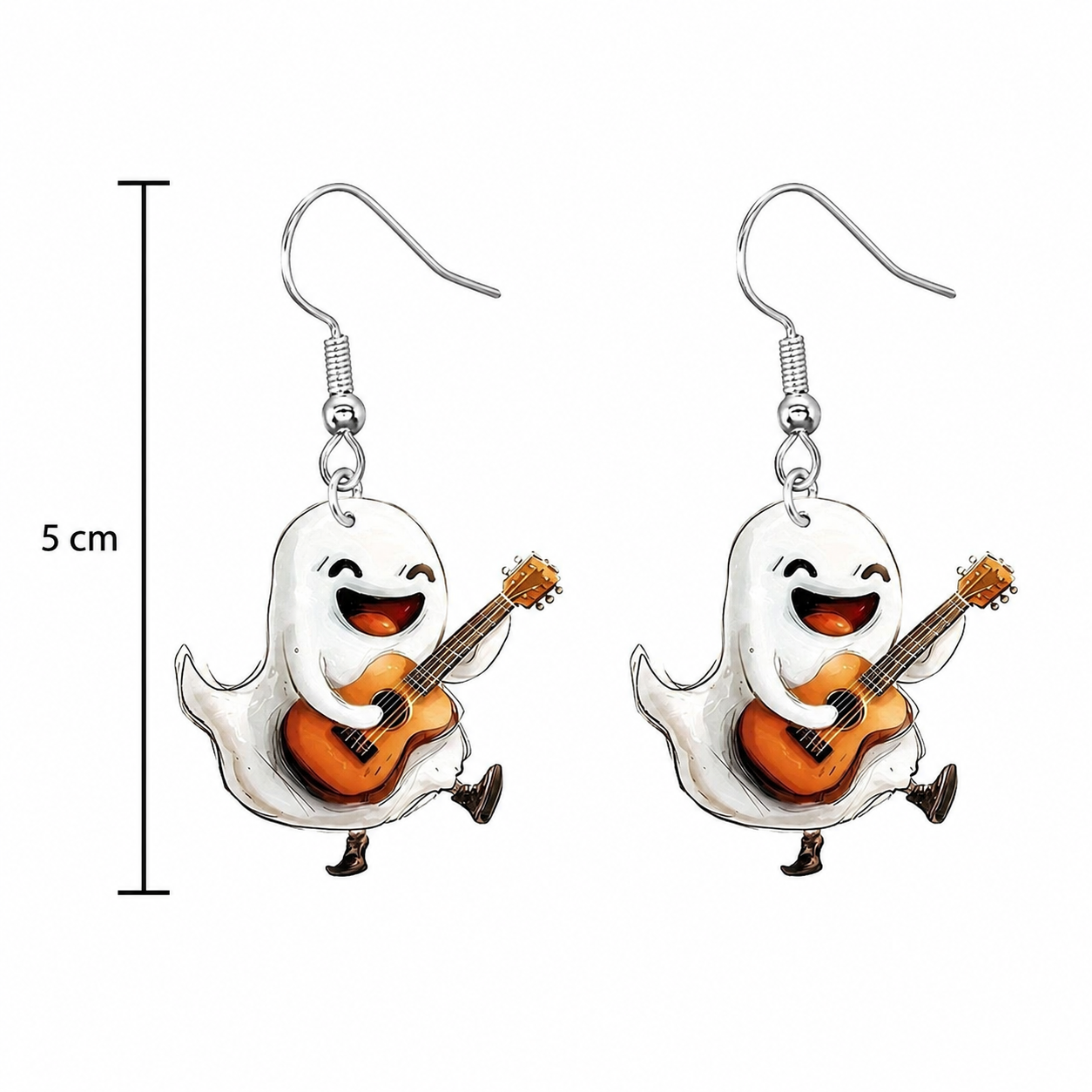 H42 Aretes fantasma guitarra hallowen acrílico