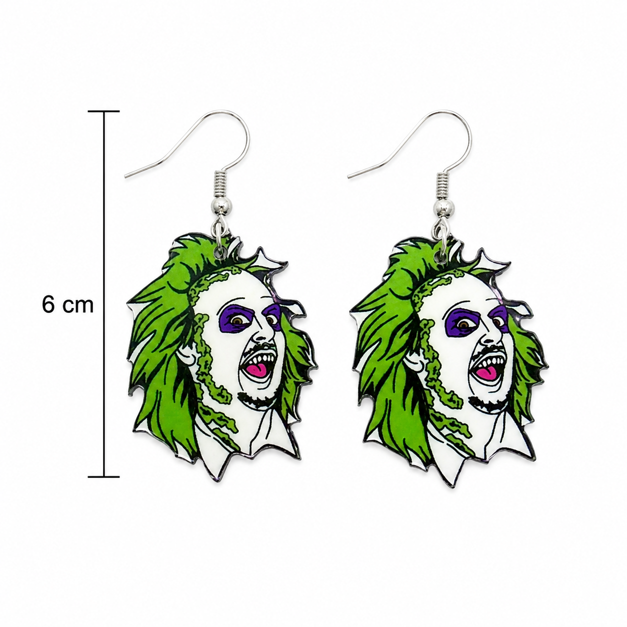 H46 Aretes beetlejuice Halloween acero en acri­lico