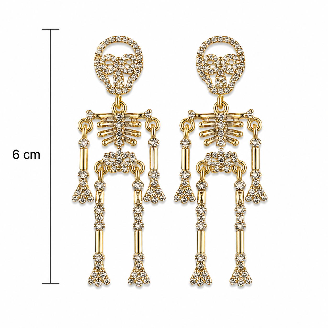 H48 aretes esqueleto dorado cristal brillante aleacion