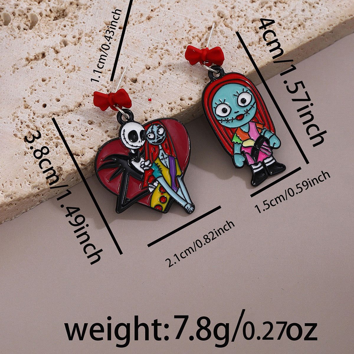 H54 Aretes asimetricos calabaza Halloween 3.5cm