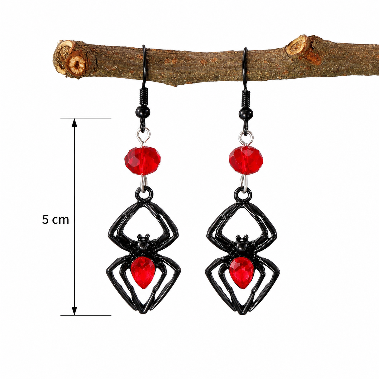 H59 Aretes araña negra Halloween aleacion