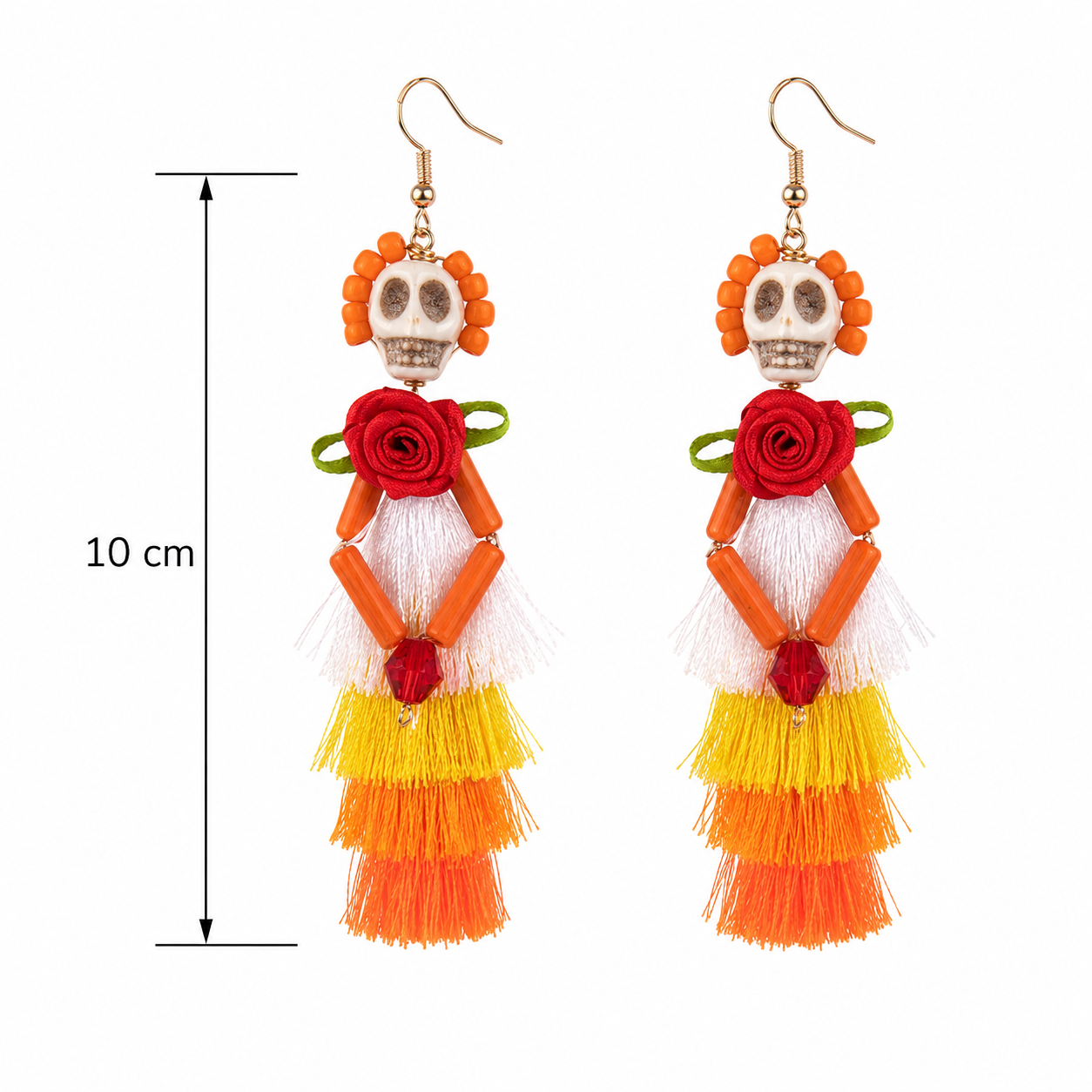 H62 Aretes catrina Halloween dia de muertos resina aleacion