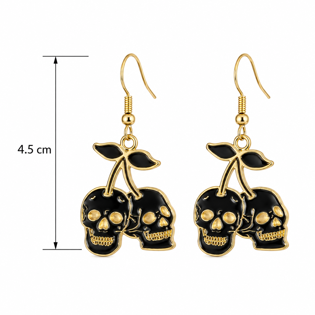 H63 Aretes de calavera en forma de cereza de aleacion
