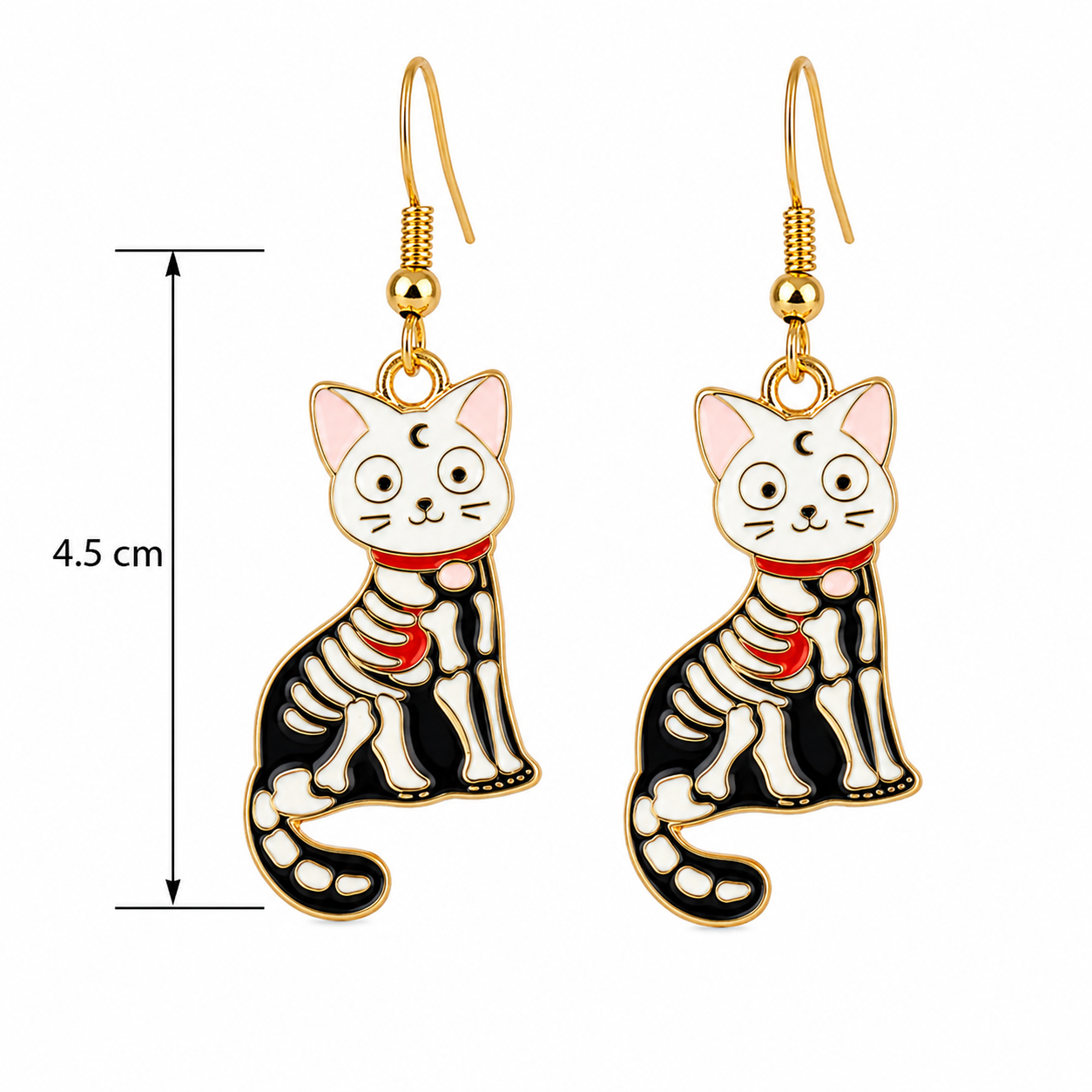 H65 Aretes gato esqueleto de aleacion