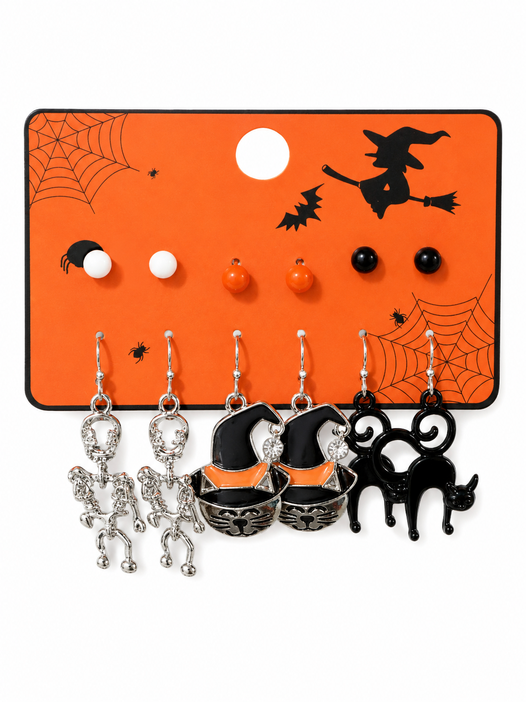 H75 Conjunto de aretes hallowen 6 pares de aleacion