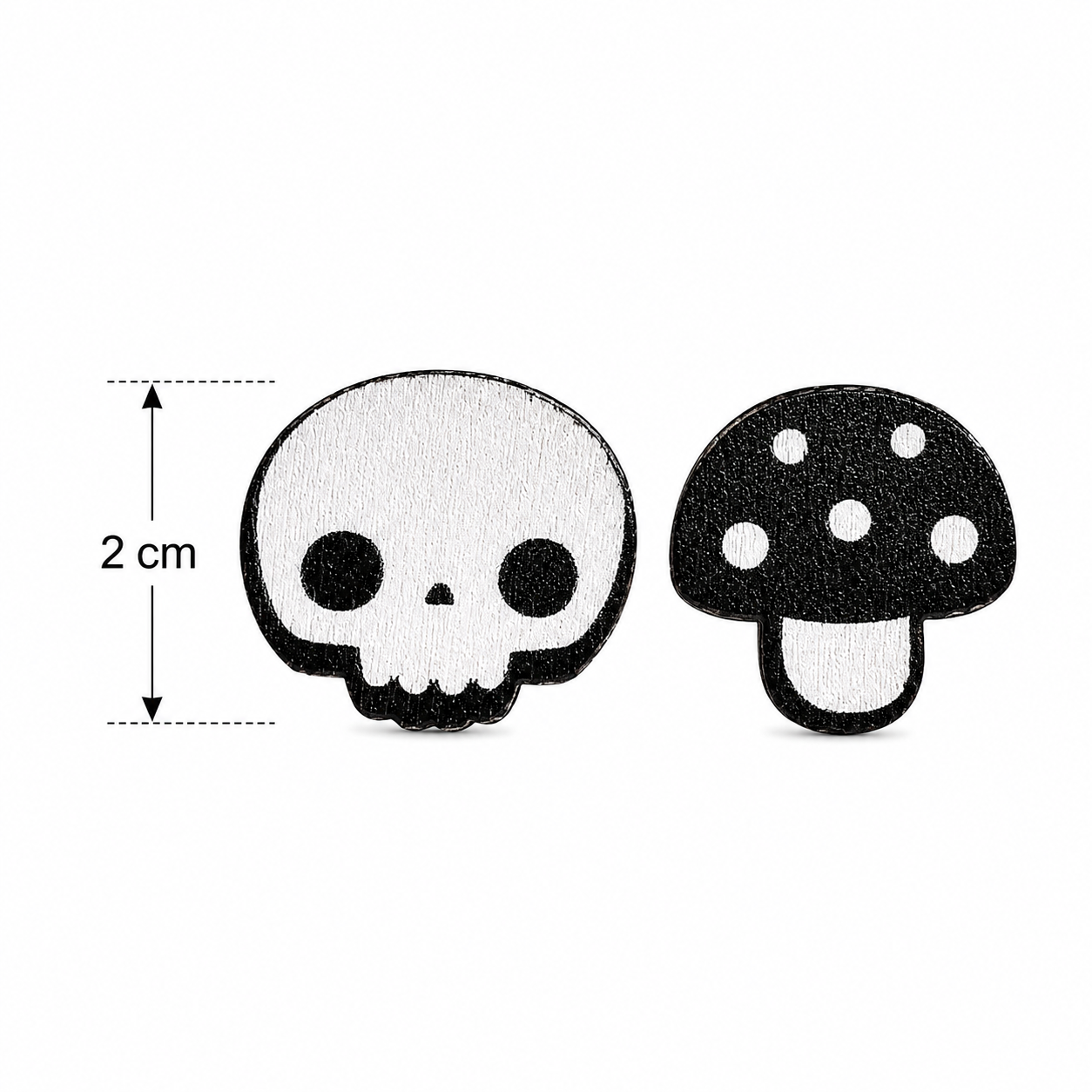 H81 aretes craneo hongo madera halloween dia de muertos