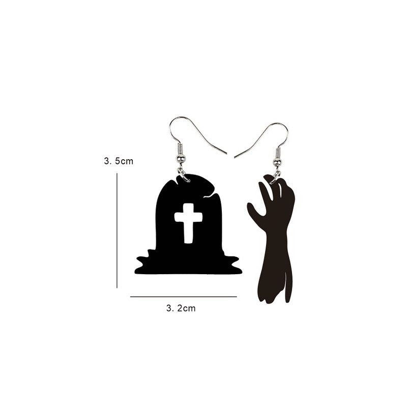 H87 Aretes tumba de zombies acri­lico