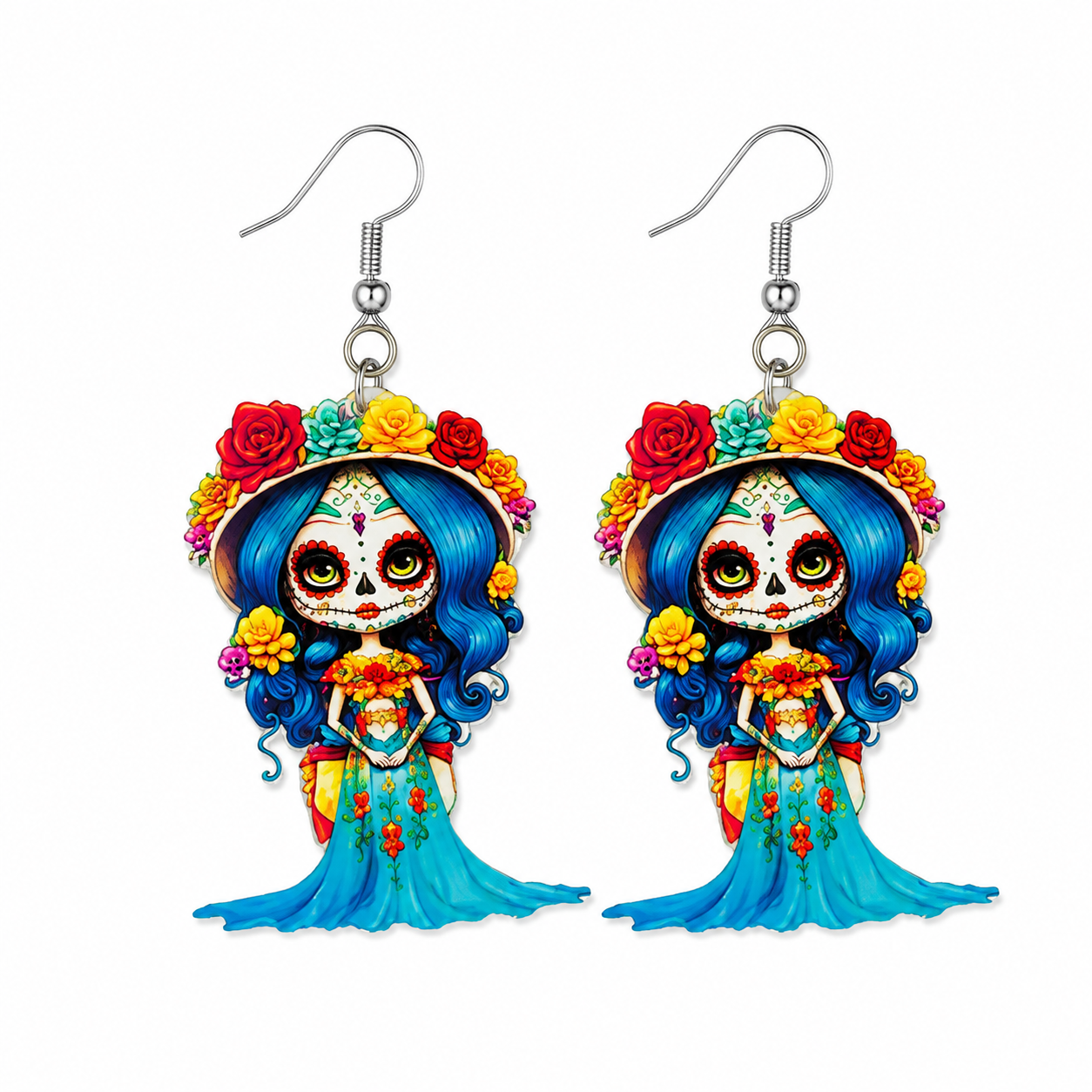 H90 Aretes de catrina personaje de acrilico