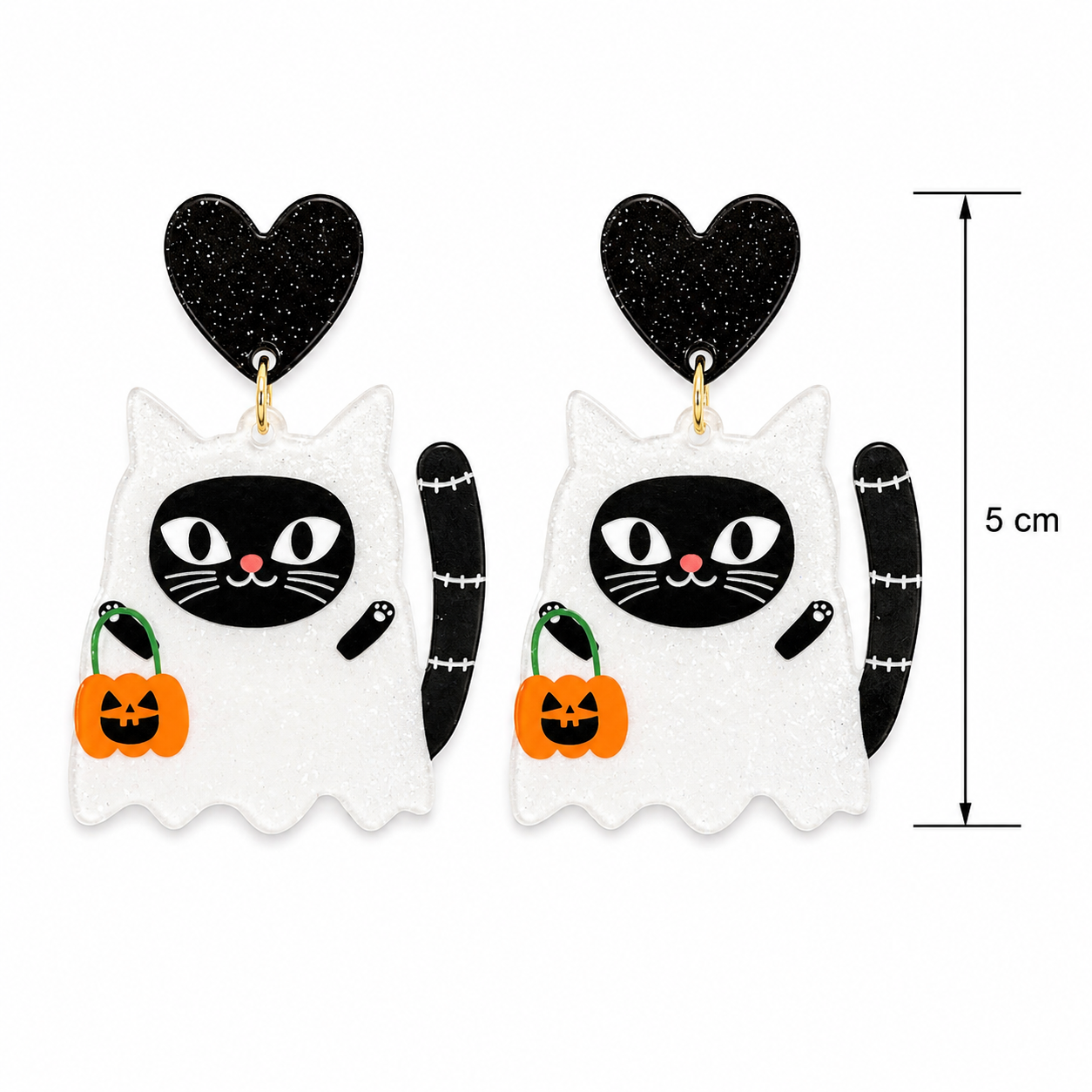 H97 Aretes gato con disfraz de fantasma aleacion