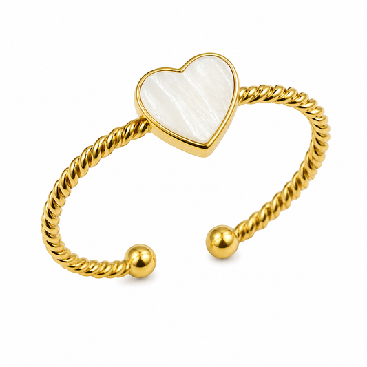 A400 Anillo corazon abierto de acero inoxidable