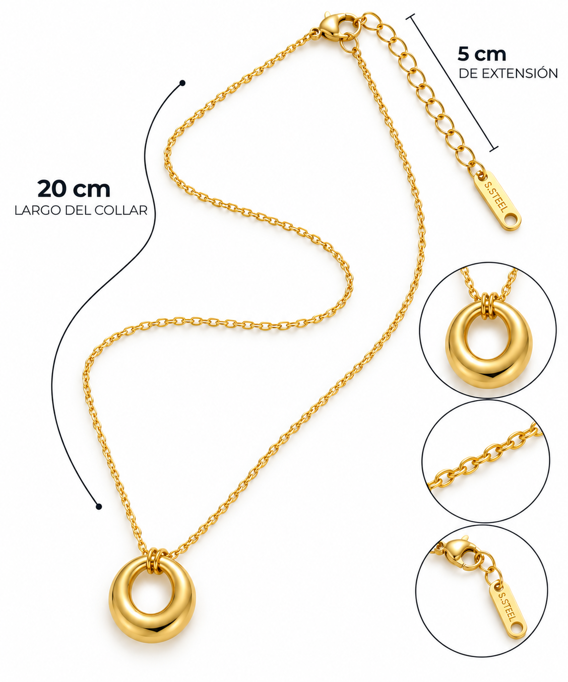 C004 Collar con dije irregular de acero inoxidable 304