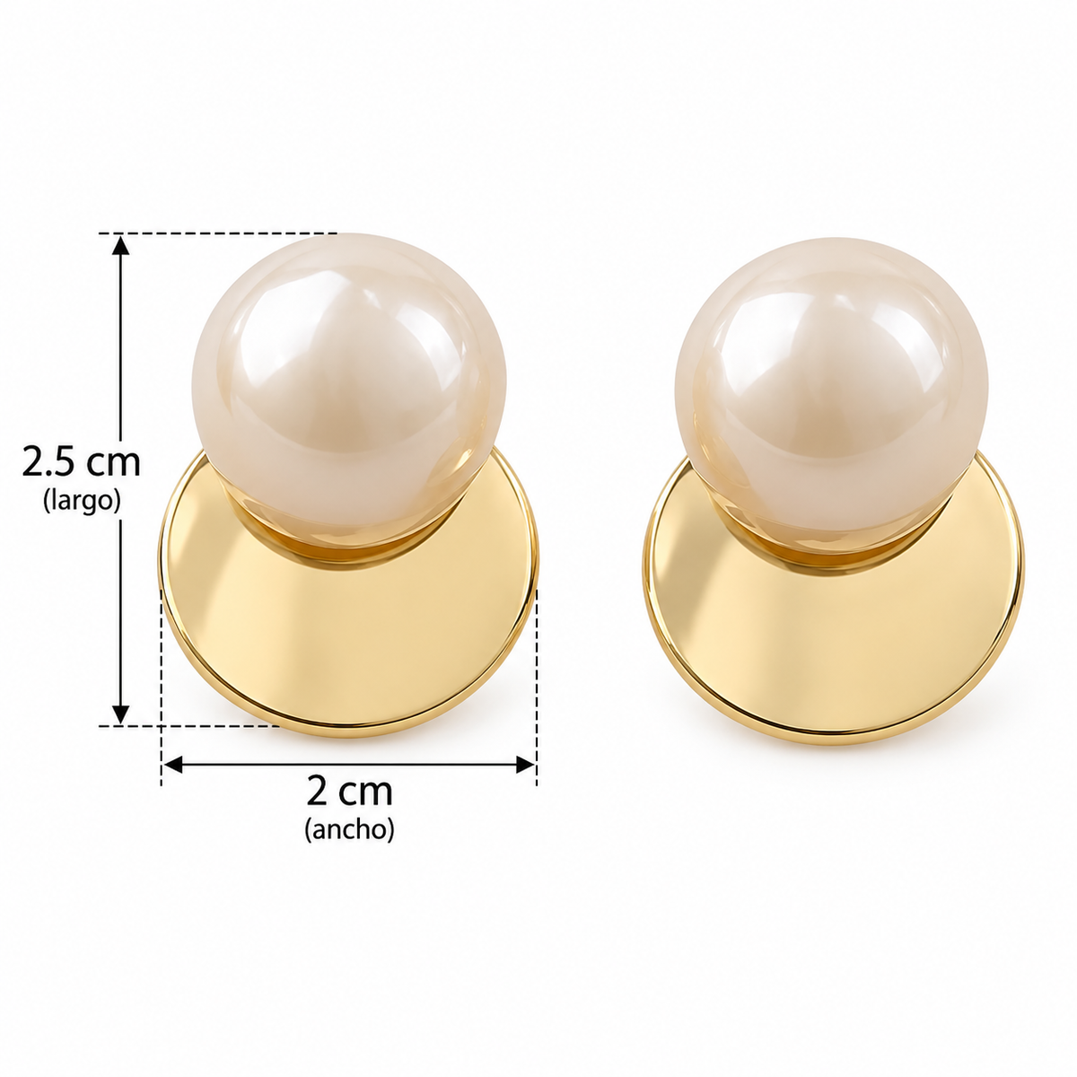 E2870 Aretes perla espejo dorado aleacion