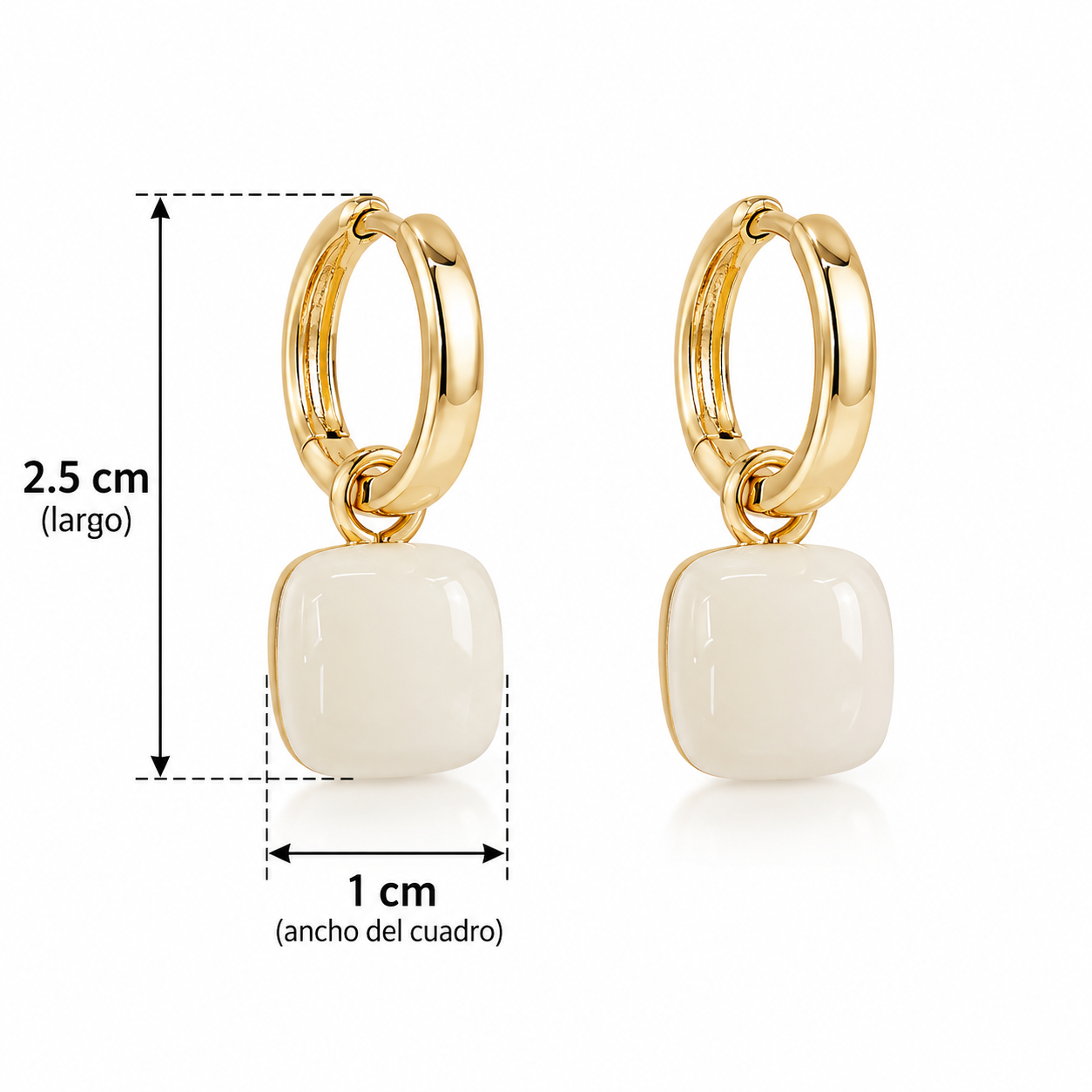 E2875 Aretes argolla y cuadro blanco de aleacion con esmaltado