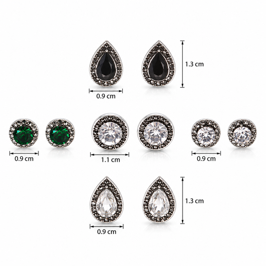 E2877 Conjunto 5 pares de aretes cristal aleacion