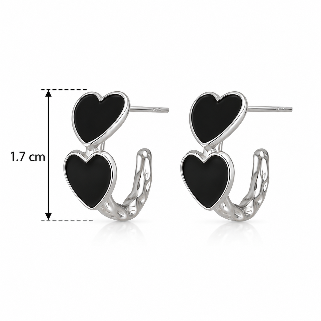 E2878 Arracadas doble corazon de aleacion con esmaltado