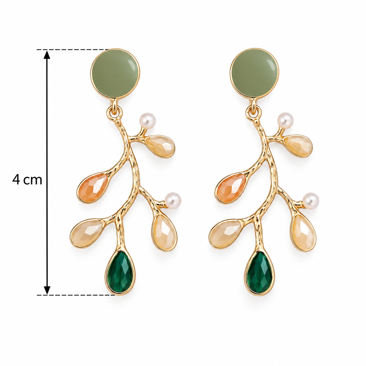 E2883 Aretes ramas esmaltado y aleacion
