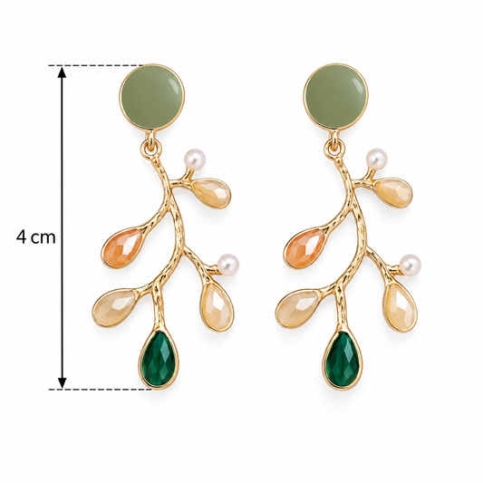 E2883 Aretes ramas esmaltado y aleacion