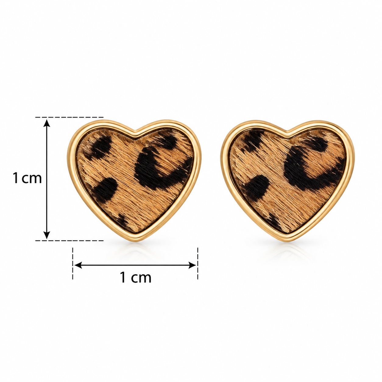 E2885 Aretes corazon leopardo de aleacion centro afelpado