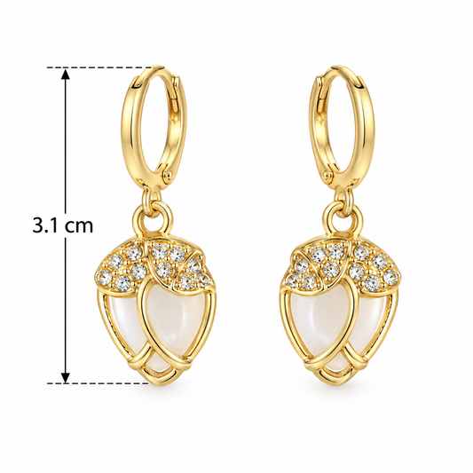 E2628 Aretes rosa con cristales de aleacion