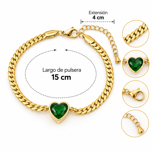 B108 Pulsera De Acero Titanio Con Forma De Corazon Y Circon