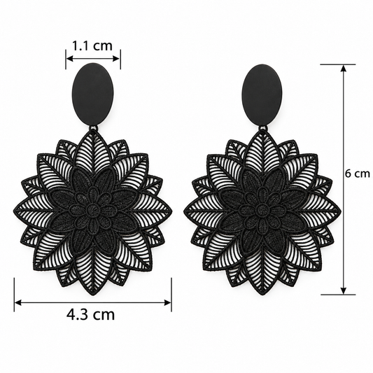E7380 Aretes colgantes diseño de flor aleacion