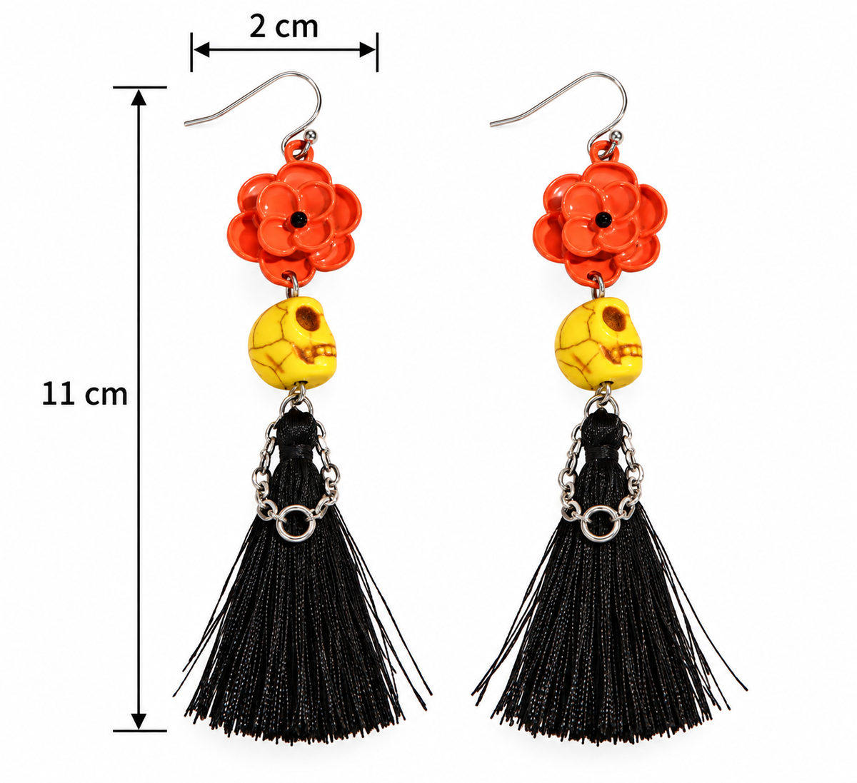 H103 Aretes catrina de aleacion