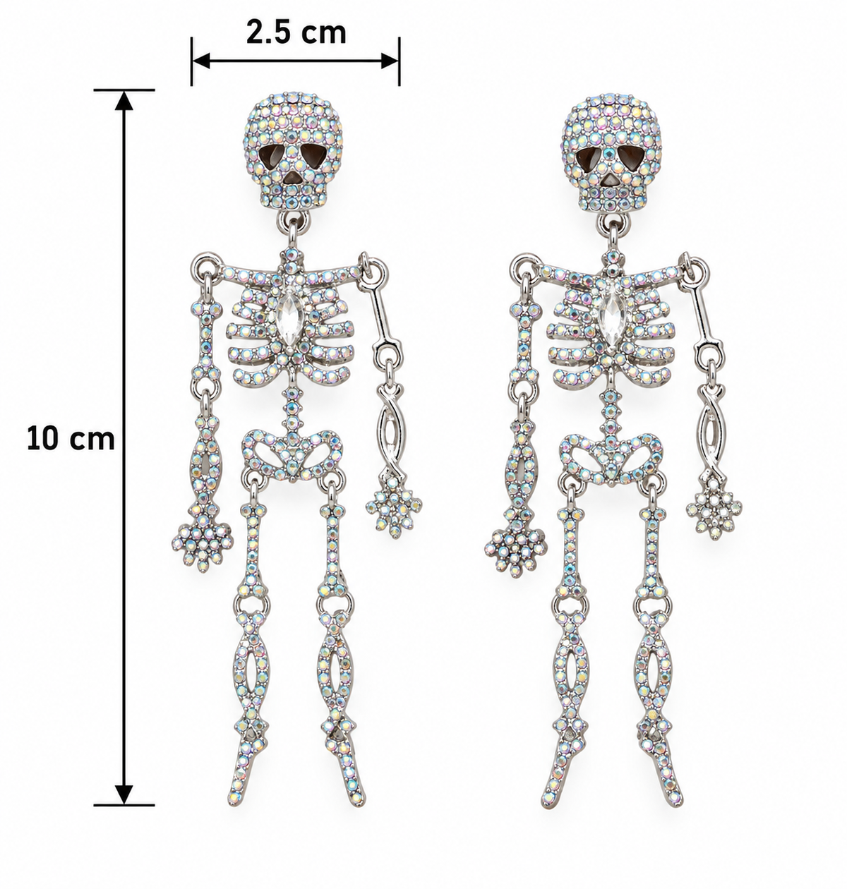 H105 Aretes calavera Incrustaciones De Diamantes De Imitacion de aleacion