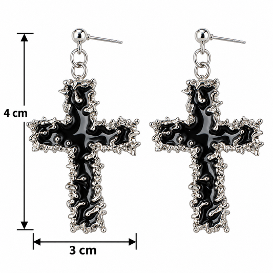 H127 Aretes cruz con margen plateado de aleacion