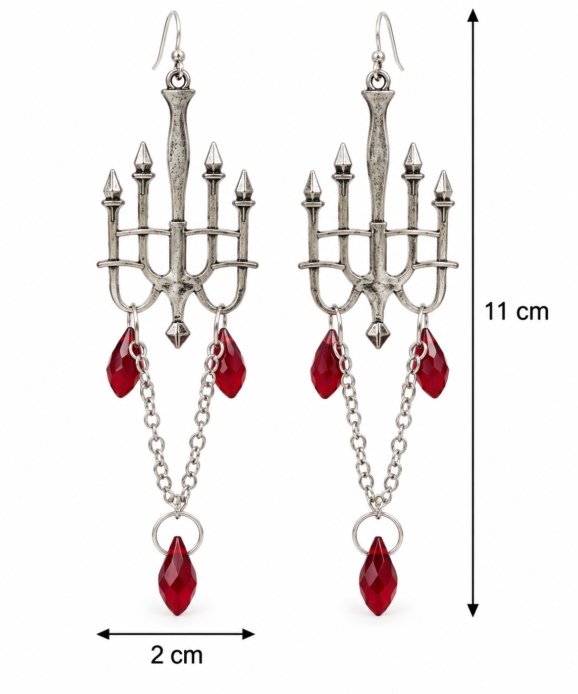 H128 Aretes candelabro rubi de aleacion