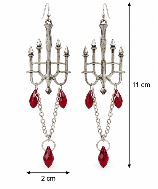 H128 Aretes candelabro rubi de aleacion