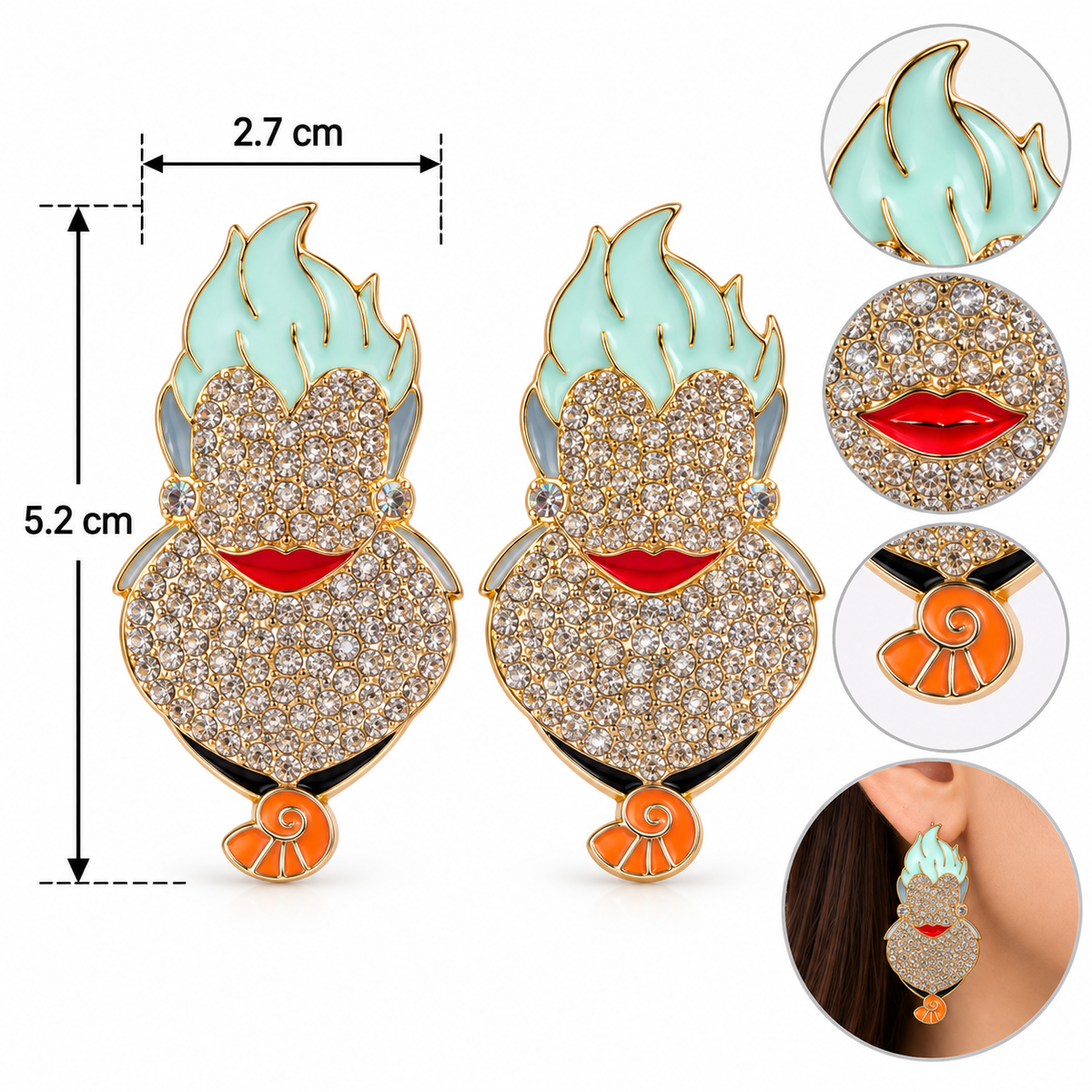 H133 Aretes Ursula marina de aleacion