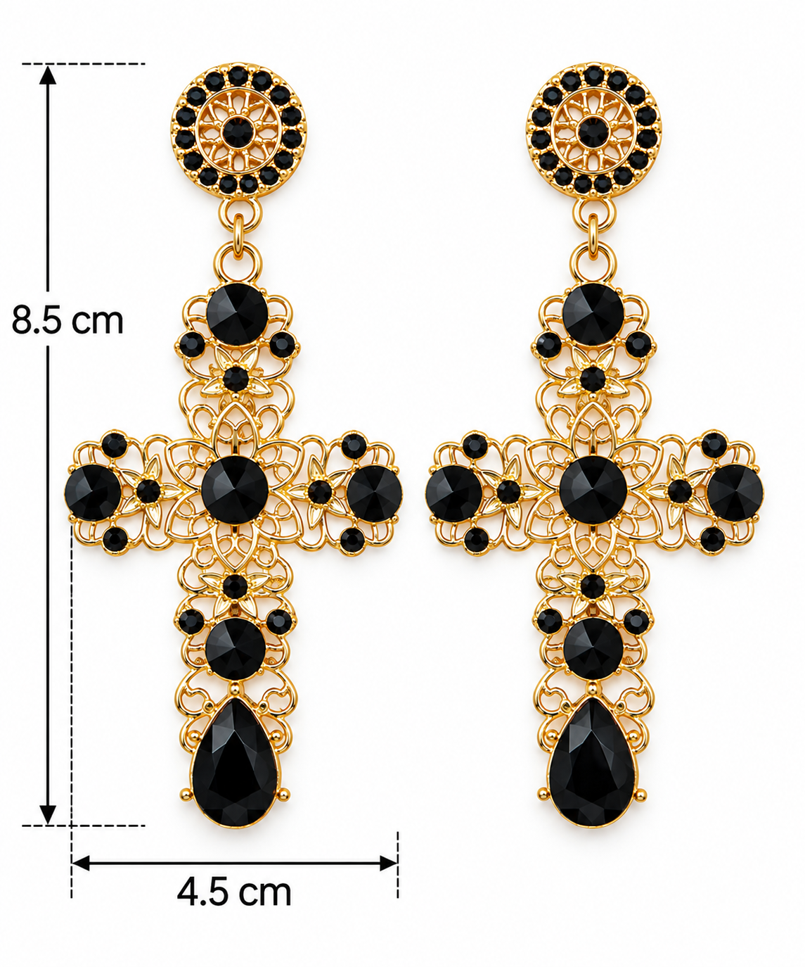 H145 Aretes Cruz Onix Aleacion