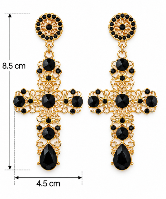 H145 Aretes Cruz Onix Aleacion