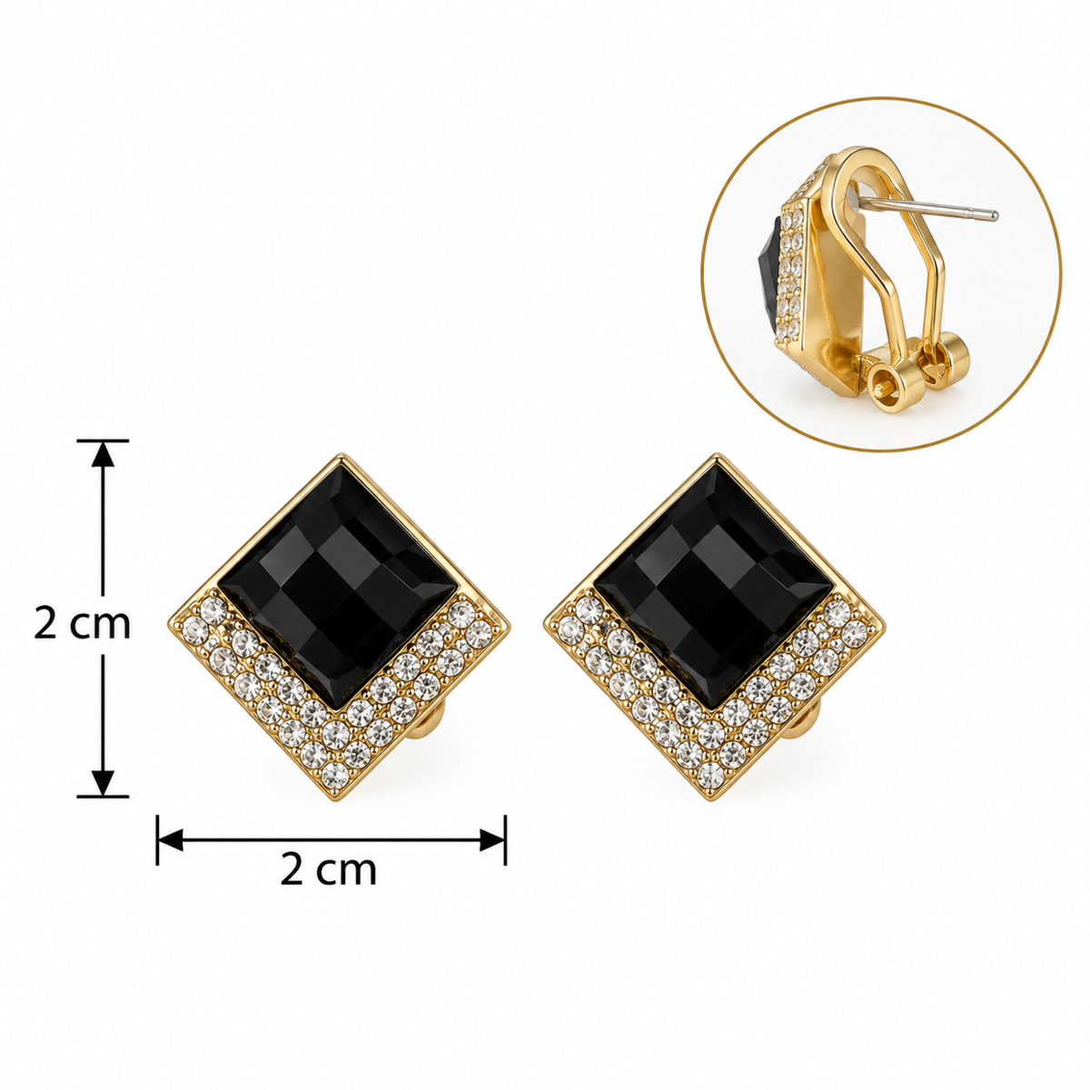 E7387 Aretes rombo con diamantes imitacion de aleacion