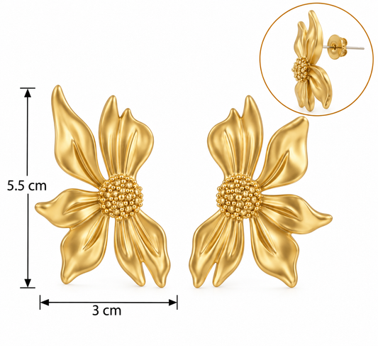 E7389 Aretes flor aleacion diseño muy ligero