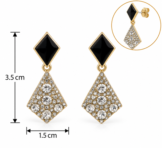 E7395 Aretes rombo con diamantes imitacion de aleacion