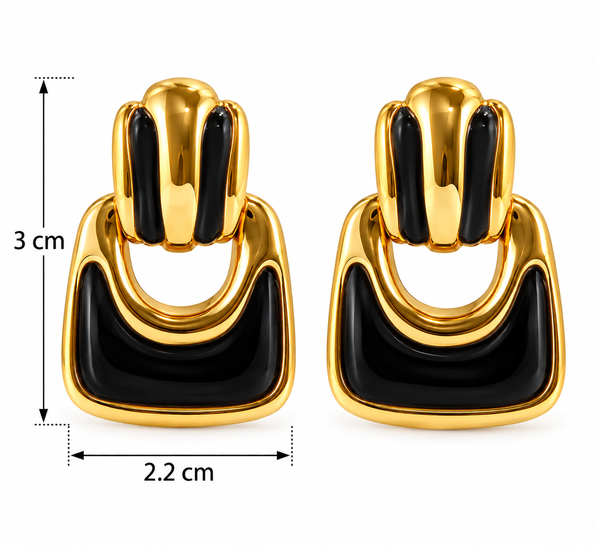 E003 Aretes geometricos negro de acero inoxidable 304