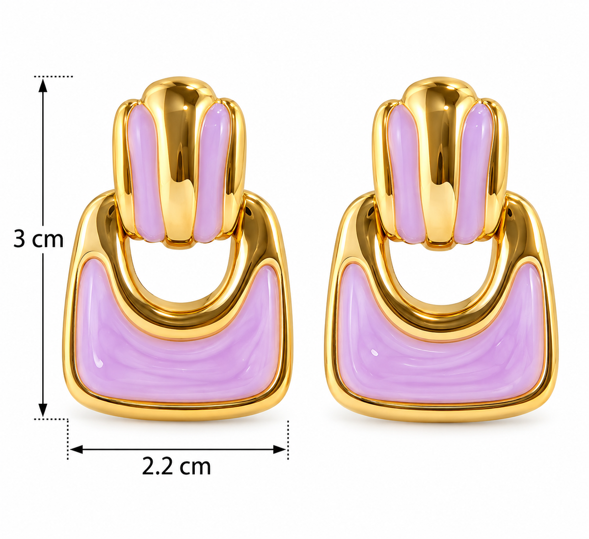 E002 Aretes geometricos morado de acero inoxidable 304