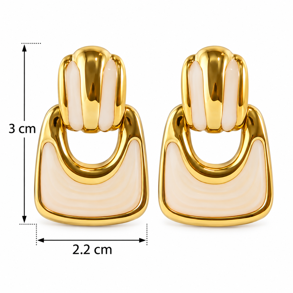 E001 Aretes geometricos blanco de acero inoxidable 304