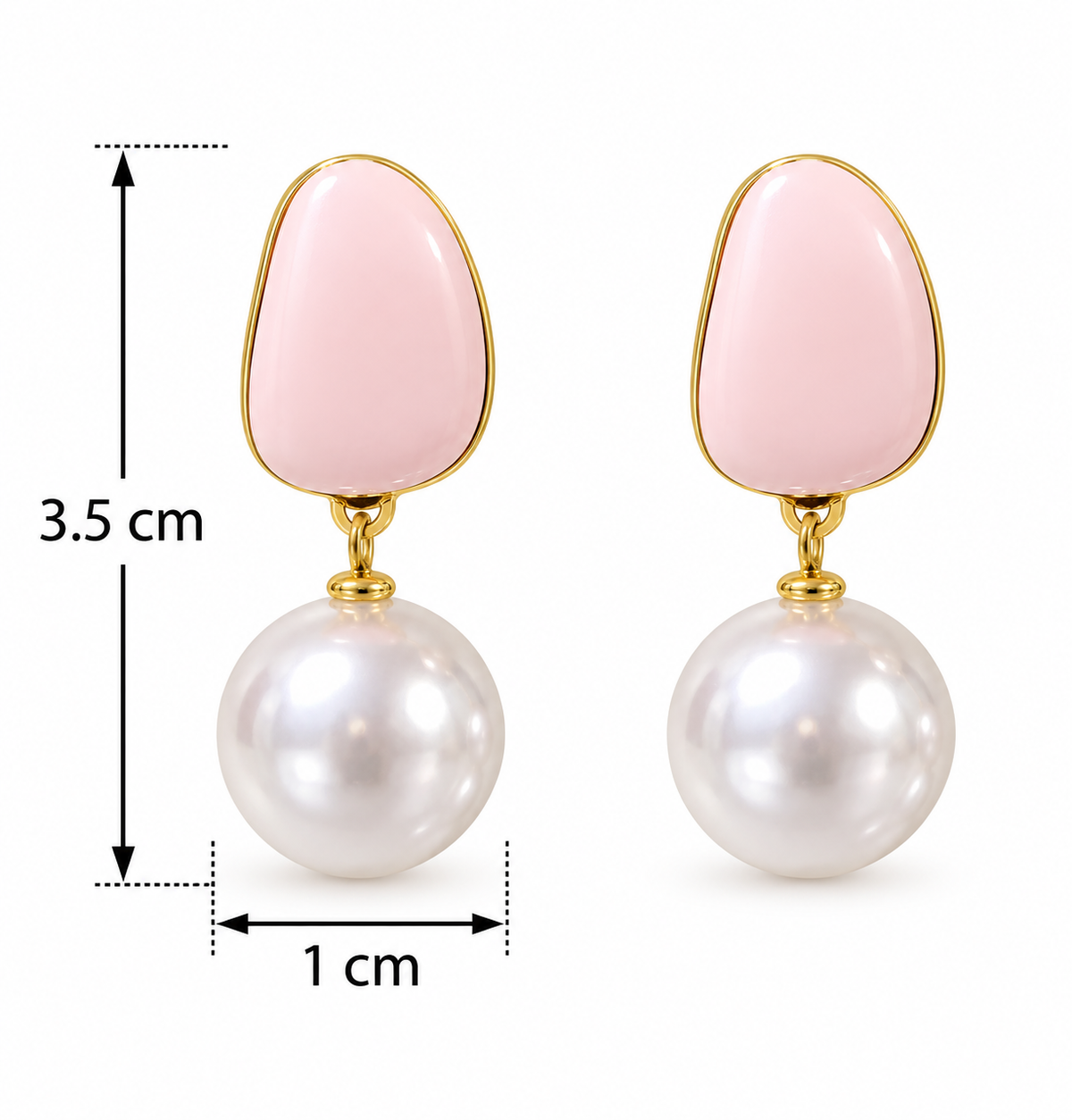 E7171 Aretes perla rosa elegantes aleacion