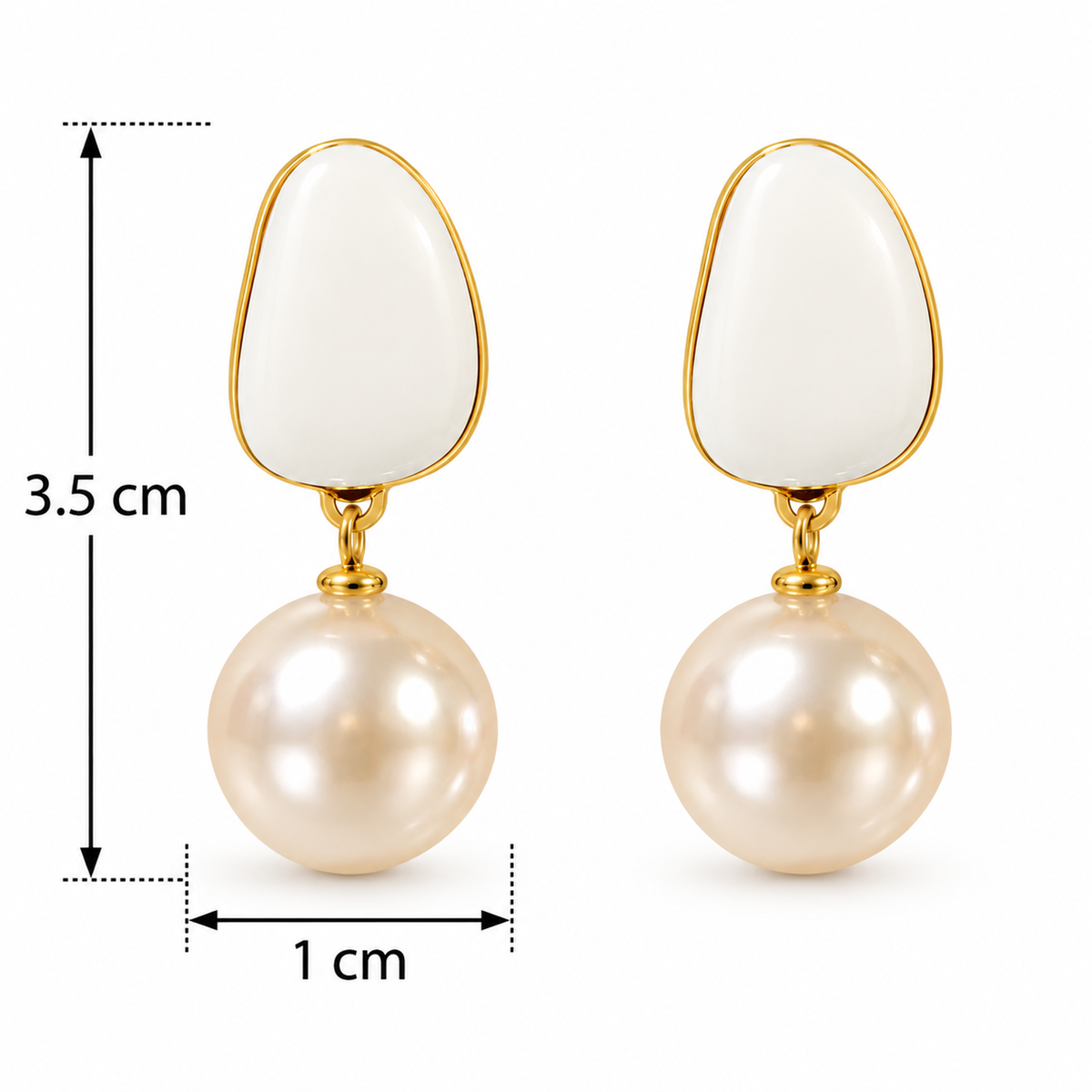 E7171 Aretes perla beige elegantes aleacion