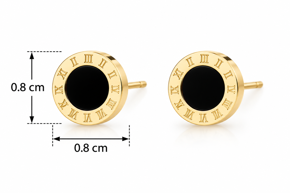 E005 Aretes circulo numeros romanos acero de titanio